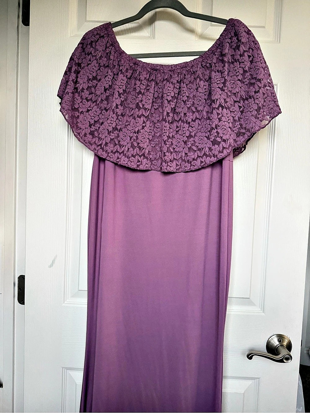 Mollie Floral Lace Yoke Maxi Dress in Purple NWT